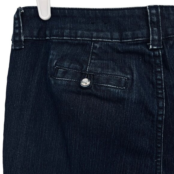 Ellen Schwartz Ellen B Women's Navy Denim Jeans Sz 12 Wide Leg Mid Rise Stretch - Picture 7 of 11
